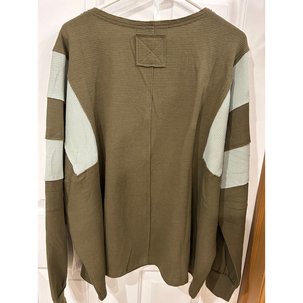 Bluevelvet Thermal waffleknit block sleeve oversize pullover - Picture 4 of 9